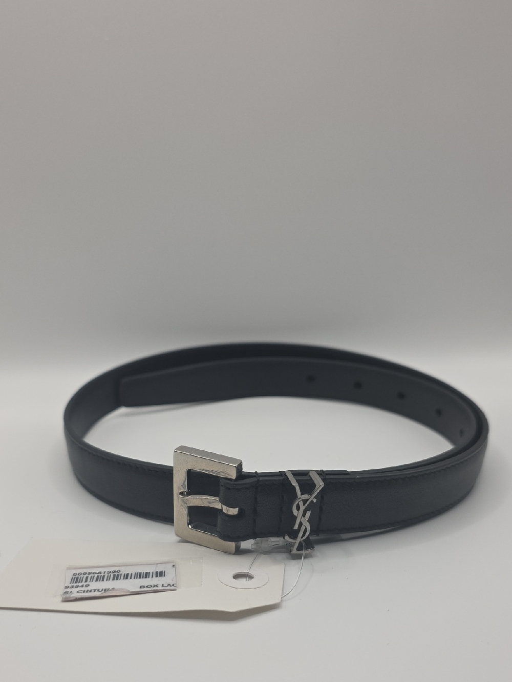 Classic YSL Black Leather WOMEN Belt with Silver Buckle